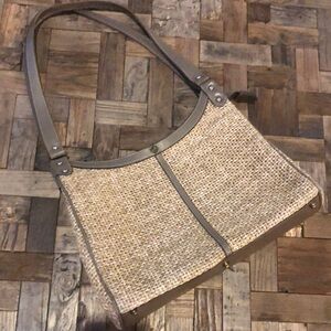 Vintage John Romain Straw & Leather Purse Handbag
